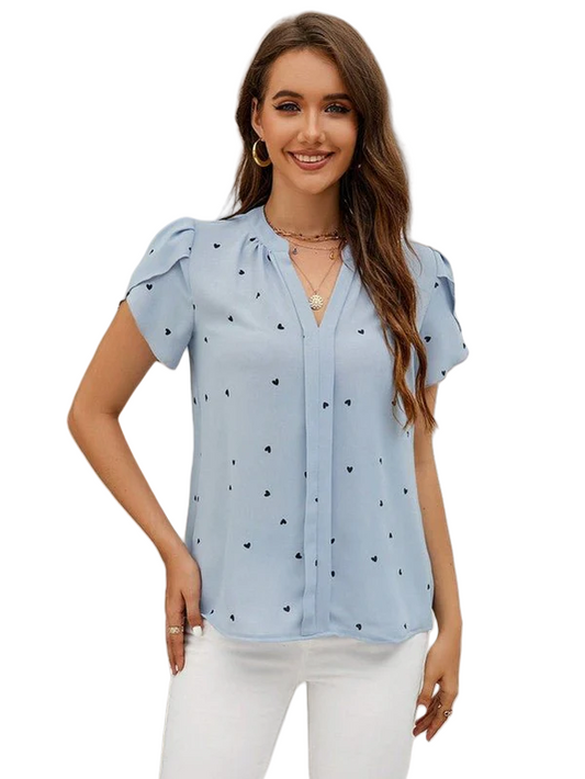 Damen Bluse mit Punkten und Rüschenärmeln