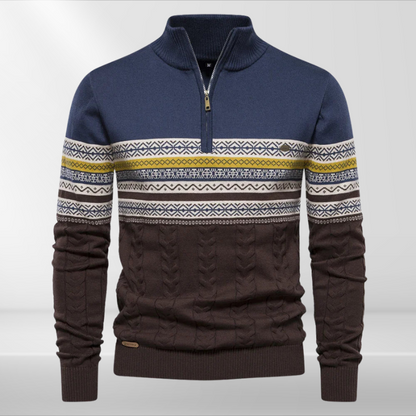 Herren Pullover mit Retro-Muster und Stehkragen