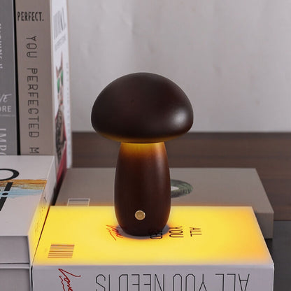 Holz Pilz Tischlampe
