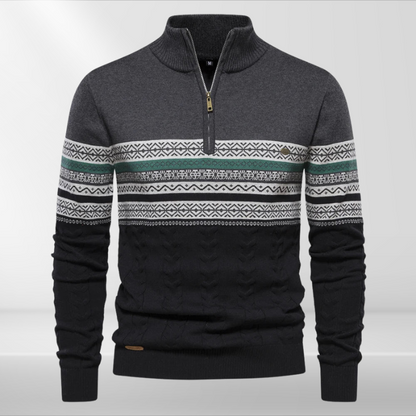 Herren Pullover mit Retro-Muster und Stehkragen