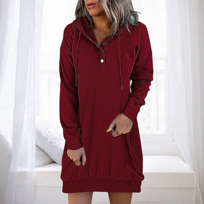 Damen Long Hoodie mit Kapuze im minimalistischen Stil