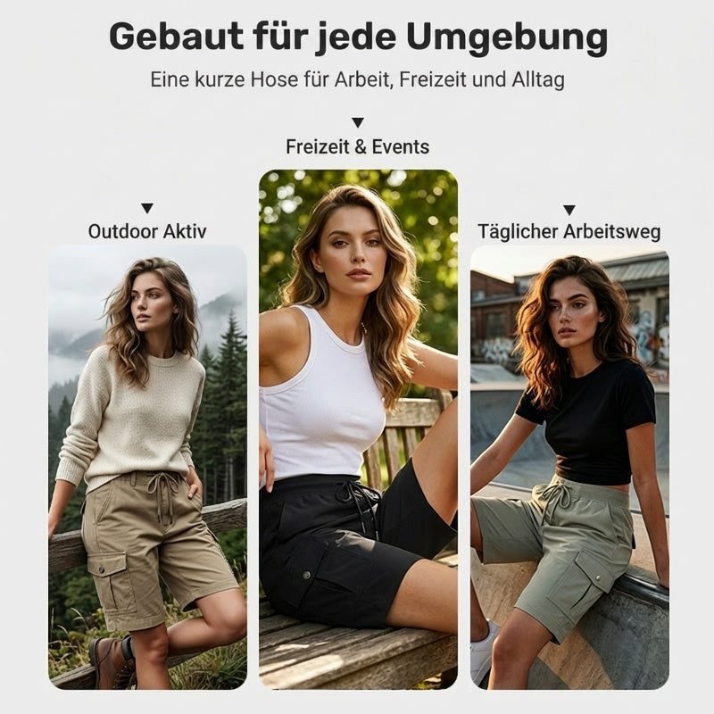 Cargo-Shorts für Damen – schnelltrocknend mit praktischen Taschen – bequem & funktional für Freizeit & Reise