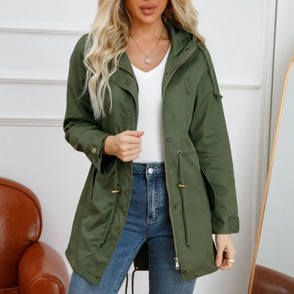 Wasserabweisende Damenjacke mit Kapuze für Frühling und Herbst