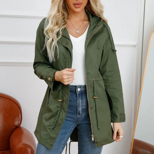 Wasserabweisende Damenjacke mit Kapuze für Frühling und Herbst