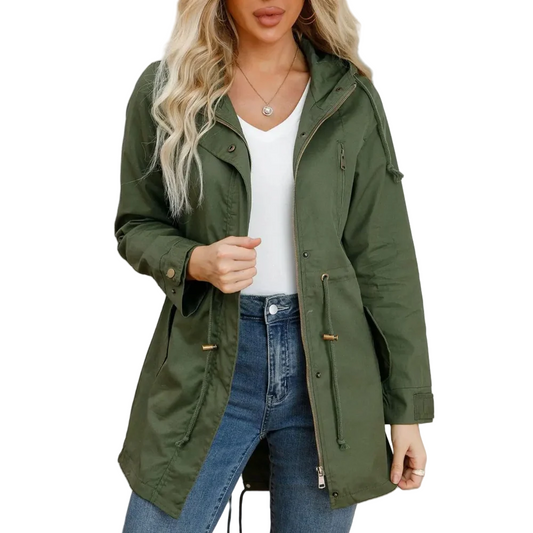 Wasserabweisende Damenjacke mit Kapuze für Frühling und Herbst