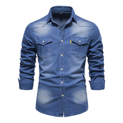 Herren Vintage Denimhemd mit Knopfleiste
