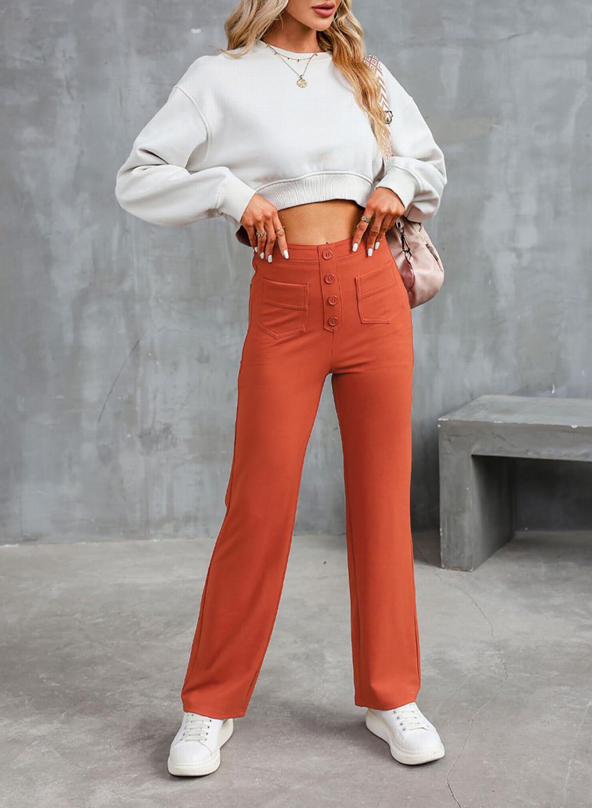 Damen Casual Hohe Taille Stretch-Hose
