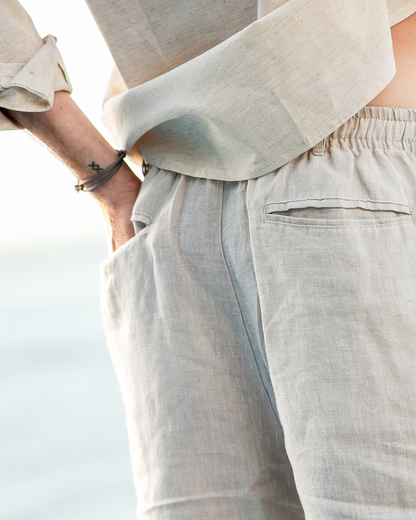 Herren Leinen-Shorts mit Kordelzug