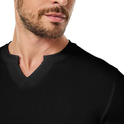 Ripp-Langarmshirt mit V-Ausschnitt für Fitness, Training & Sport