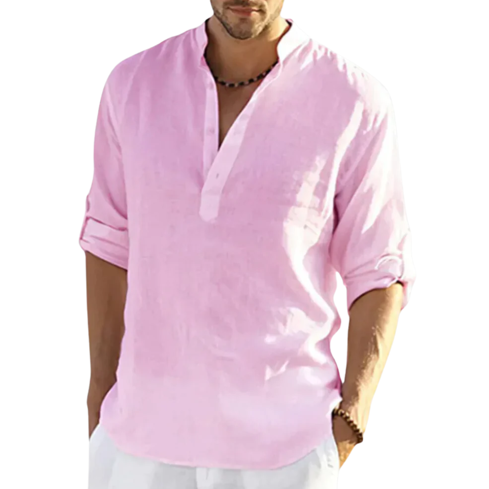 Elegantes Herren Leinenhemd mit Kragen