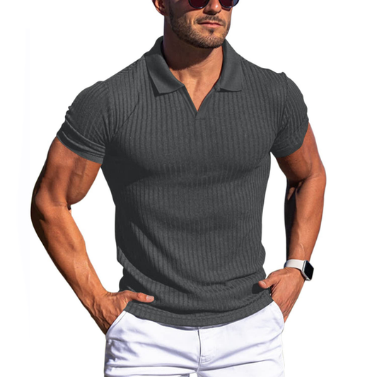 Herren Poloshirt mit Streifenmuster und Reverskragen, Kurzarm