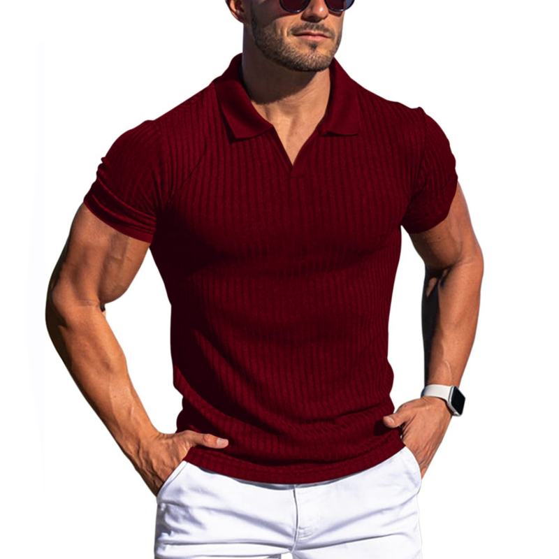 Herren Poloshirt mit Streifenmuster und Reverskragen, Kurzarm