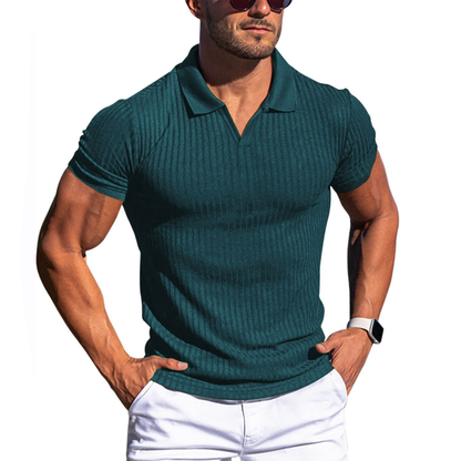 Herren Poloshirt mit Streifenmuster und Reverskragen, Kurzarm