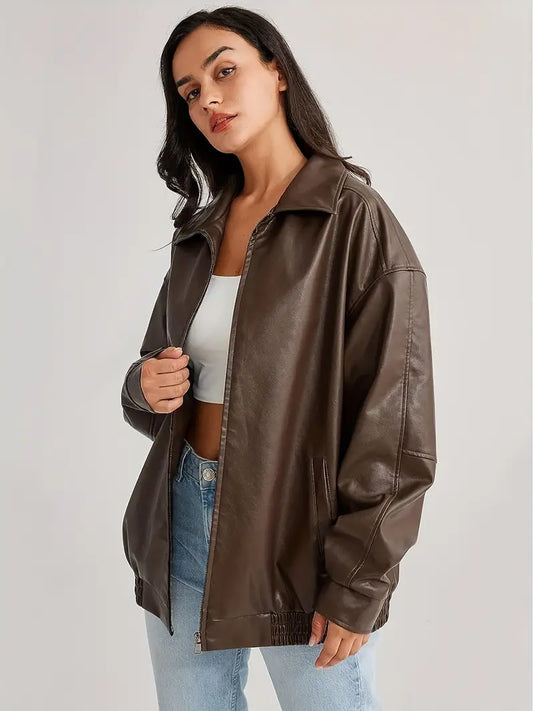 Lederjacke mit Reißverschluss