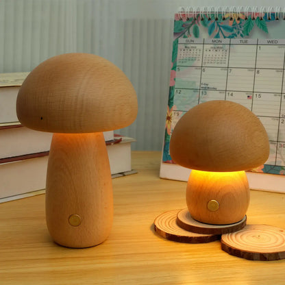 Holz Pilz Tischlampe