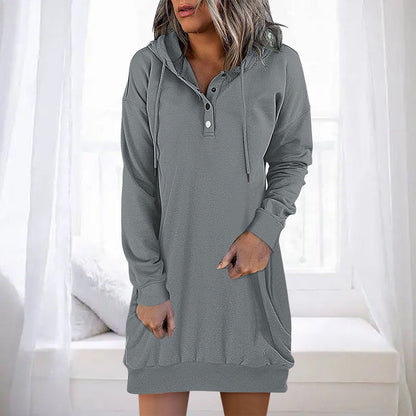 Damen Long Hoodie mit Kapuze im minimalistischen Stil