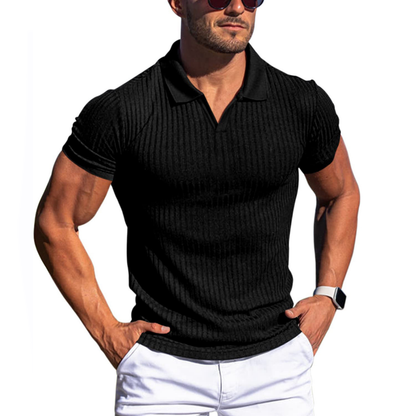 Herren Poloshirt mit Streifenmuster und Reverskragen, Kurzarm