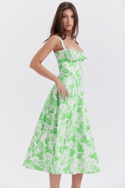Midikleid mit Blumendruck und Schlitz
