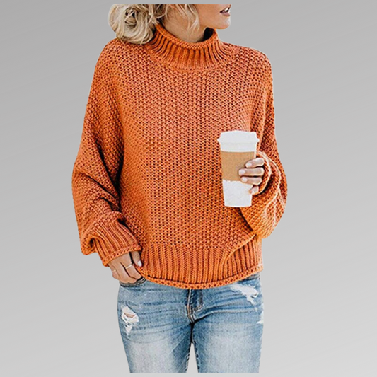 Weich gestrickter Damenpullover mit Stehkragen