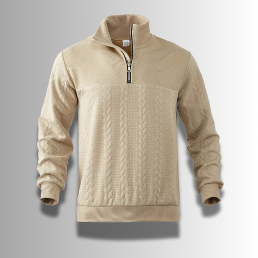Herren Pullover Merinowolle halb Reißverschluss