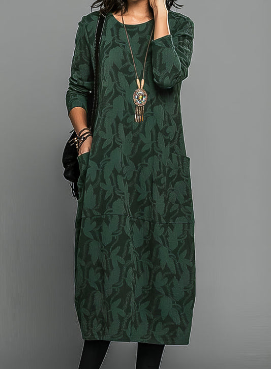 Winterkleid Damen warm gemütlich elegant mit Rundhals