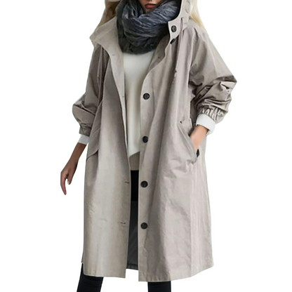 Wasserdichter Trenchcoat mit Kapuze für Damen