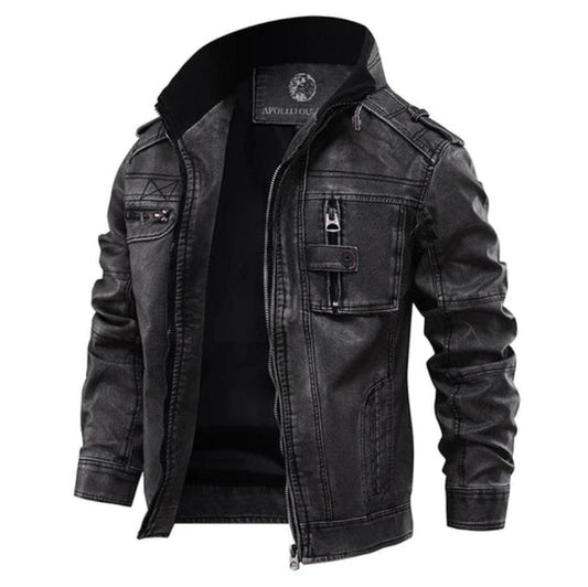 Herren Lederjacke mit hohem Kragen