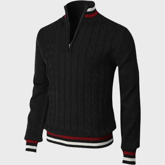 Stilvoller Herrenpullover mit halbem Reißverschluss
