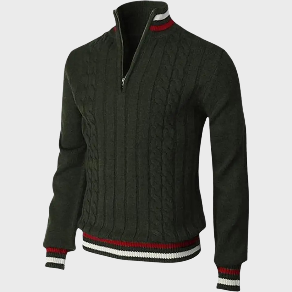 Stilvoller Herrenpullover mit halbem Reißverschluss