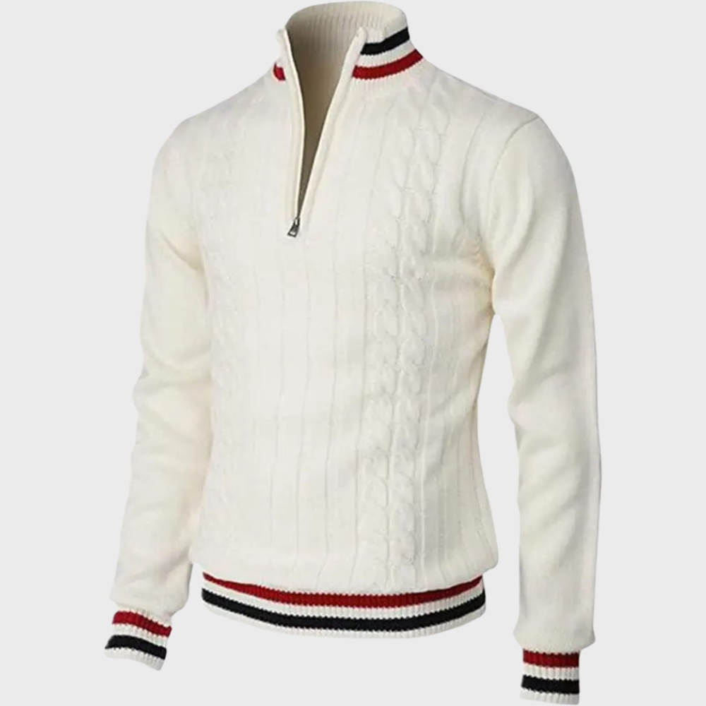 Stilvoller Herrenpullover mit halbem Reißverschluss