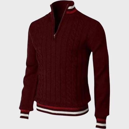 Stilvoller Herrenpullover mit halbem Reißverschluss