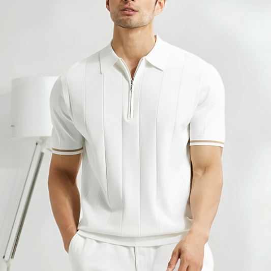 Herren Strickpolo mit Reißverschlusskragen im modernen Stil
