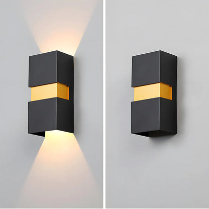 Moderne rechteckige Doppelkopf -LED -Wandlampe im Freien