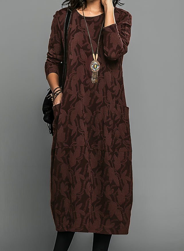 Winterkleid Damen warm gemütlich elegant mit Rundhals