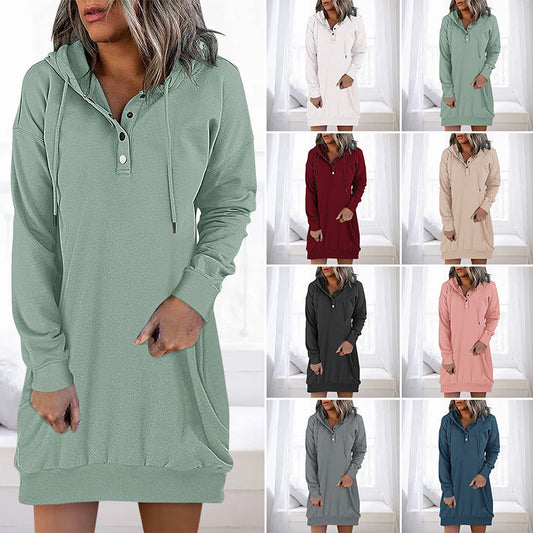 Damen Long Hoodie mit Kapuze im minimalistischen Stil