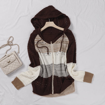 Damen Kapuzenstrickjacke
