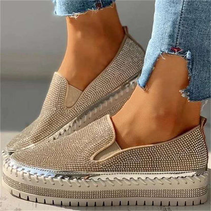 Bequeme Damen Loafer mit Glitzer und Luftkissensohle