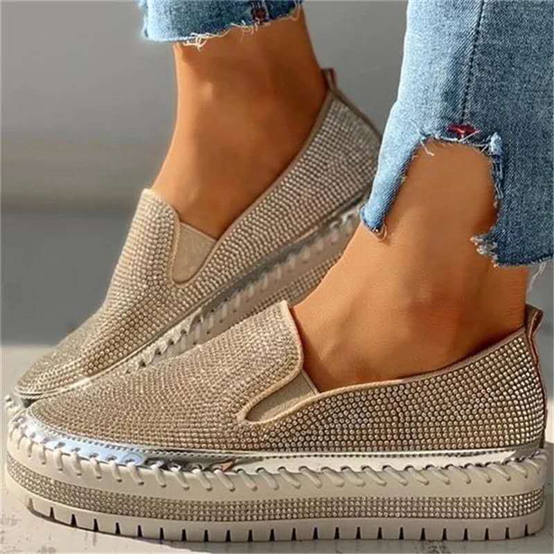 Bequeme Damen Loafer mit Glitzer und Luftkissensohle