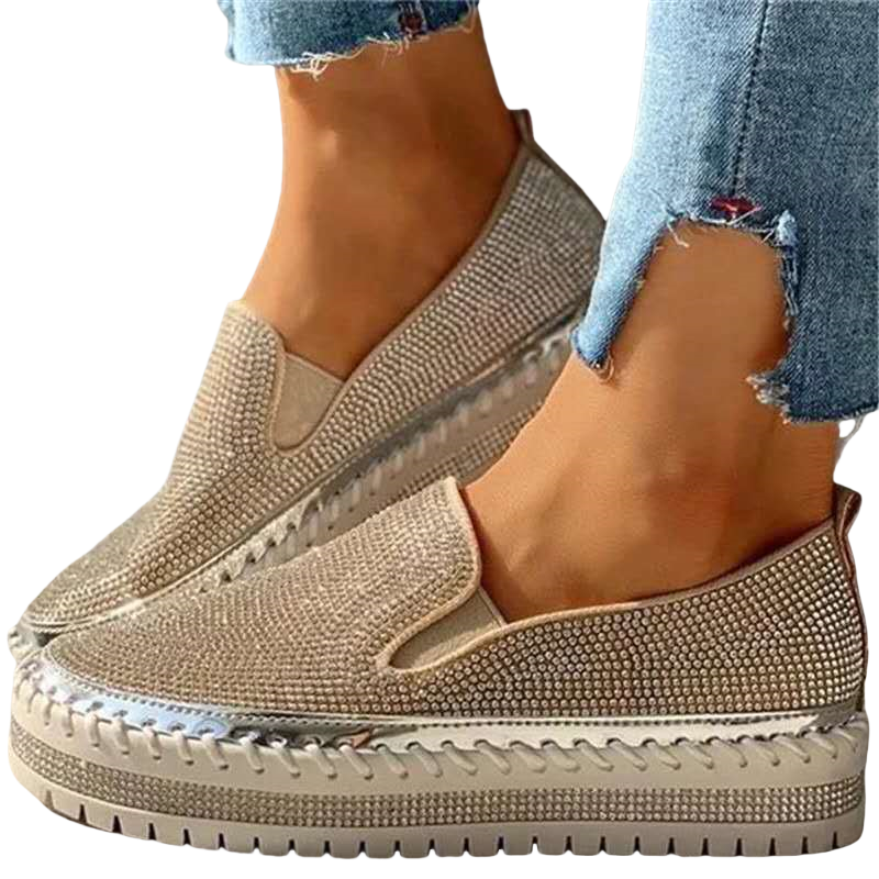 Bequeme Damen Loafer mit Glitzer und Luftkissensohle