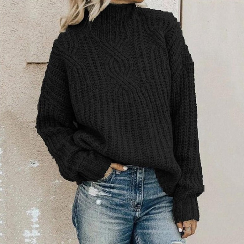 Damen Grobstrickpullover Rollkragen Winter