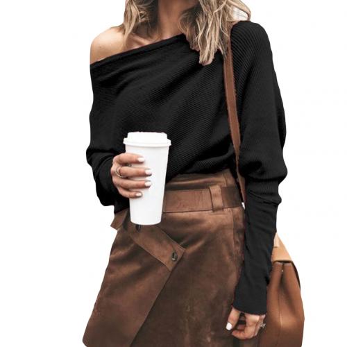 Damen Pullover One-Shoulder Langarm