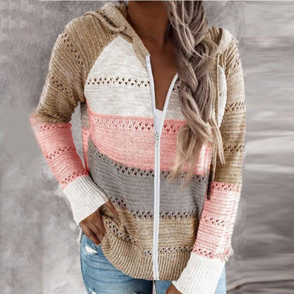 Damen Kapuzenstrickjacke