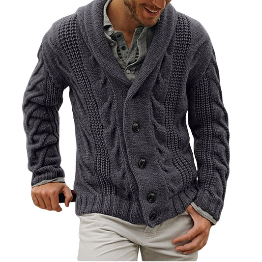 Herren Strick Cardigan mit Knöpfen und Schalkragen