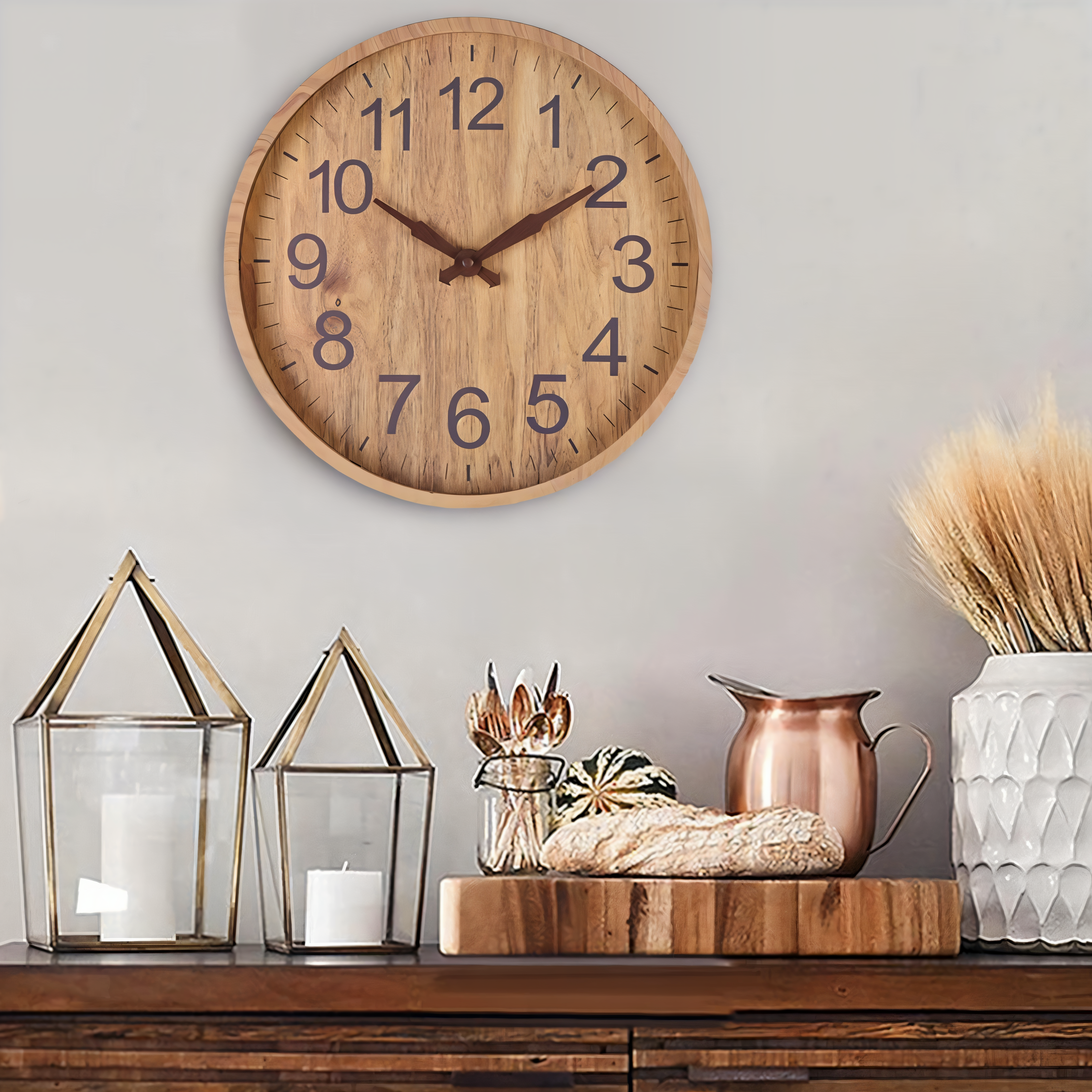 Geräuschlose Wanduhr aus Holz – Große gut lesbare Ziffern