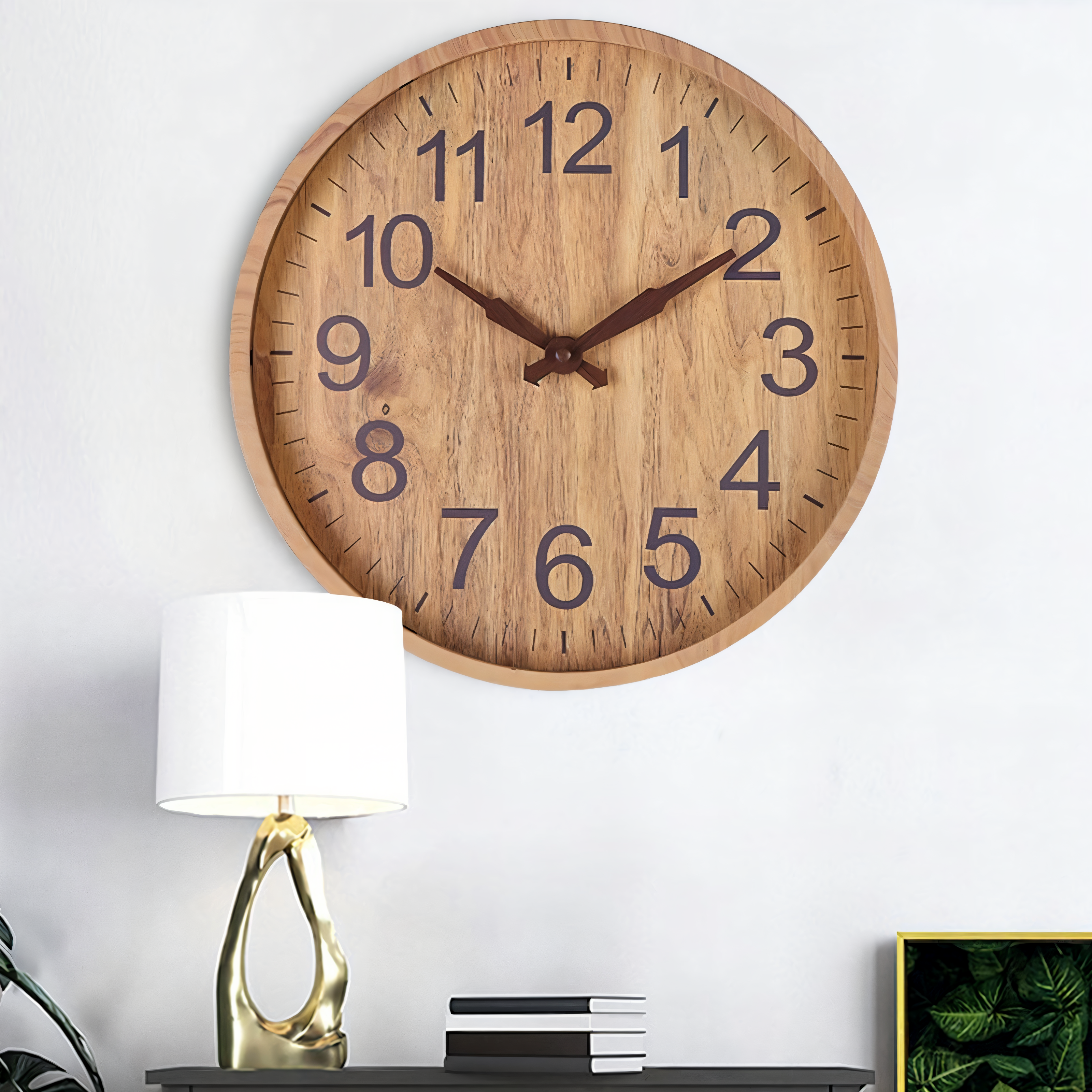 Geräuschlose Wanduhr aus Holz – Große gut lesbare Ziffern
