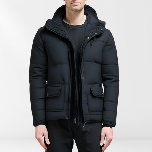 Herren Wintermantel Schwarz mit Fütterung
