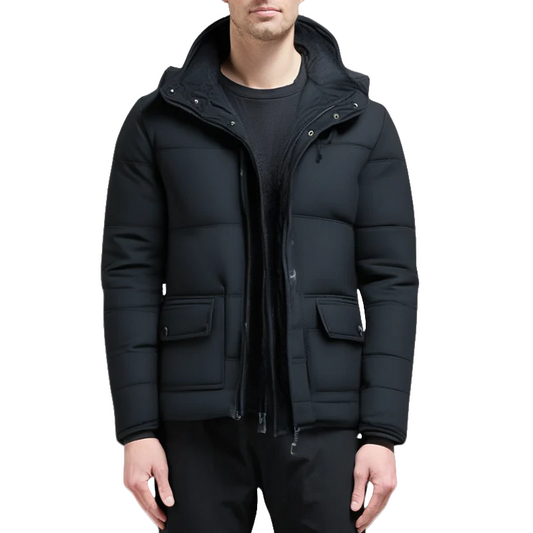 Herren Wintermantel Schwarz mit Fütterung