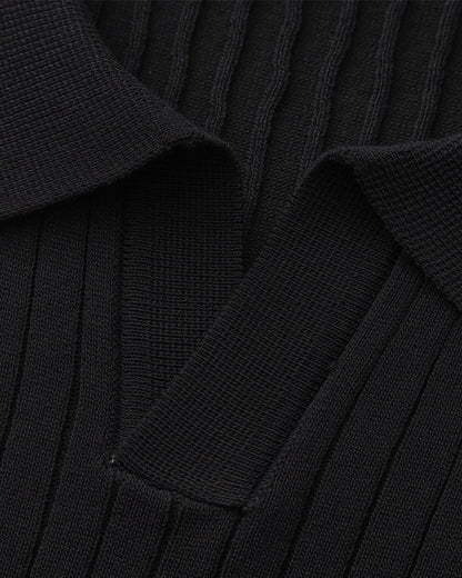 Herren Strickhemd kurzarm ohne Knopfleiste – Feinstrick mit Kragen