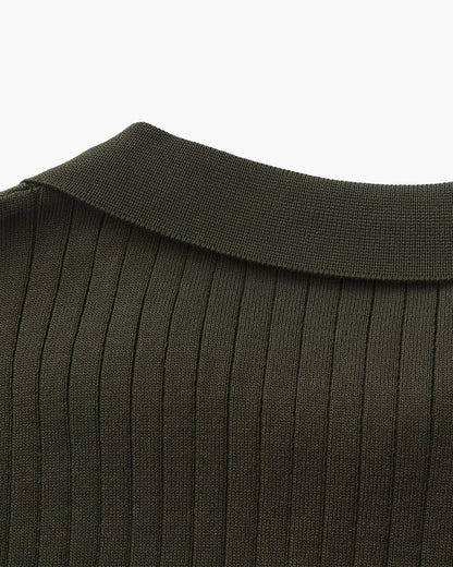 Herren Strickhemd kurzarm ohne Knopfleiste – Feinstrick mit Kragen