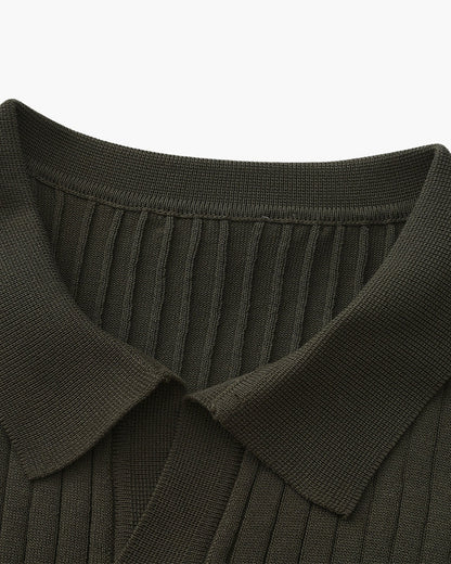 Herren Strickhemd kurzarm ohne Knopfleiste – Feinstrick mit Kragen